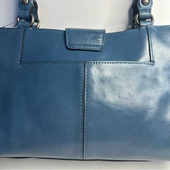 Patricia Nash Safflower Blue Leather Satchel Rienzo Italian Pheasant New - Picture 8 of 14